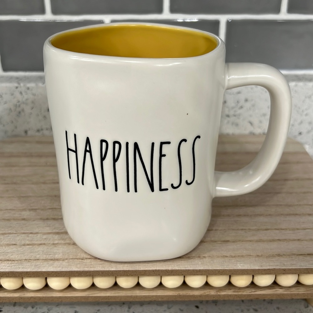 New Rae Dunn HAPPINESS Coffee Mug
